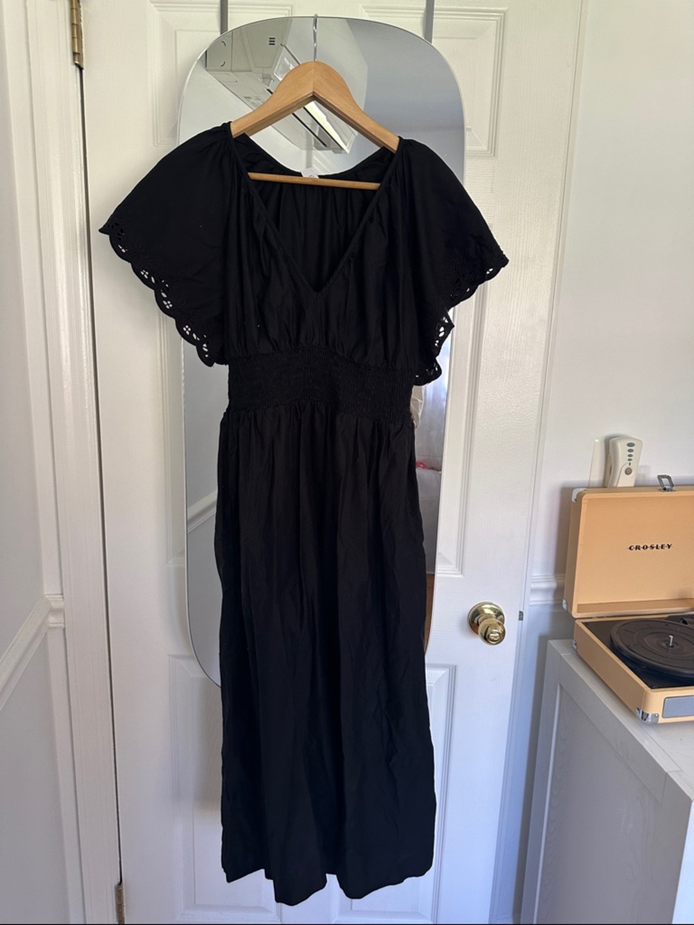 Old Navy Black Maxi Dress with Eyelet Flutter Sleeves